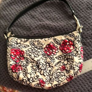Coach clutch purse Red and Black Floral Shoulder Bag with Intricate Design
